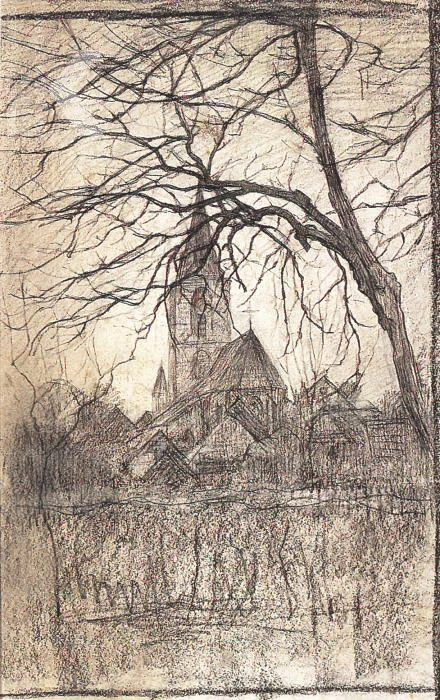 Chiesa di San Giacomo con albero a destra 1897 - 1898, Museum Winterswijk, Winterswijk